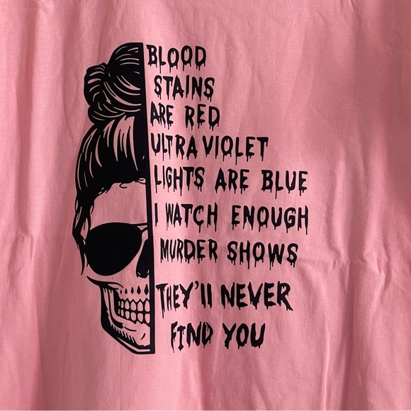 Dark humor funny pink & black short sleeves graphics t-shirt - Picture 4 of 5